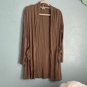 Women Brown Open Front Cardigan